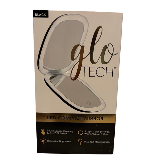 Glo Tech LED Compact Mirror Black NIB - Picture 1 of 3